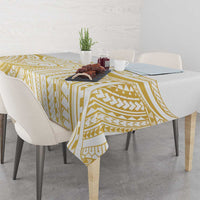 Polynesia White Sunday Tablecloth Plumeria Polynesian Tribal Gold Color - Polynesian Pride