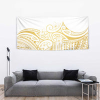 Polynesia White Sunday Tapestry Plumeria Polynesian Tribal Gold Color - Polynesian Pride
