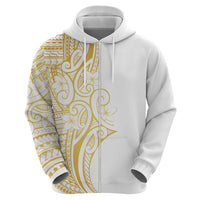 Polynesia White Sunday Zip Hoodie Plumeria Polynesian Tribal Gold Color - Polynesian Pride