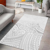 Polynesia White Sunday Area Rug Plumeria Polynesian Tribal Grey Color - Polynesian Pride
