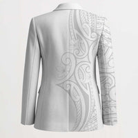 Polynesia White Sunday Blazer Plumeria Polynesian Tribal Grey Color - Polynesian Pride
