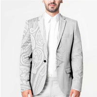 Polynesia White Sunday Blazer Plumeria Polynesian Tribal Grey Color - Polynesian Pride