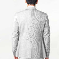 Polynesia White Sunday Blazer Plumeria Polynesian Tribal Grey Color - Polynesian Pride