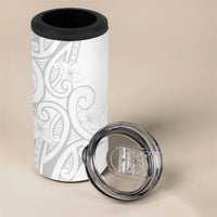 Polynesia White Sunday 4 in 1 Can Cooler Tumbler Plumeria Polynesian Tribal Grey Color - Polynesian Pride