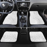 Polynesia White Sunday Car Mats Plumeria Polynesian Tribal Grey Color - Polynesian Pride