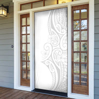 Polynesia White Sunday Door Cover Plumeria Polynesian Tribal Grey Color - Polynesian Pride