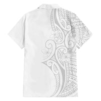 Polynesia White Sunday Family Matching Long Sleeve Bodycon Dress and Hawaiian Shirt Plumeria Polynesian Tribal Grey Color - Polynesian Pride