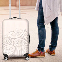 Polynesia White Sunday Luggage Cover Plumeria Polynesian Tribal Grey Color - Polynesian Pride