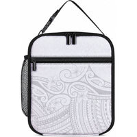 Polynesia White Sunday Lunch Bag Plumeria Polynesian Tribal Grey Color