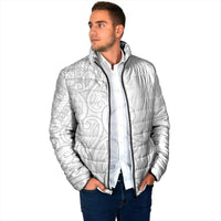Polynesia White Sunday Padded Jacket Plumeria Polynesian Tribal Grey Color - Polynesian Pride