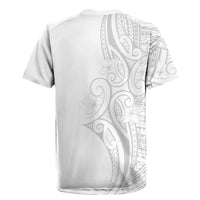 Polynesia White Sunday Rugby Jersey Plumeria Polynesian Tribal Grey Color - Polynesian Pride
