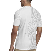Polynesia White Sunday Rugby Jersey Plumeria Polynesian Tribal Grey Color - Polynesian Pride