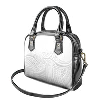 Polynesia White Sunday Shoulder Handbag Plumeria Polynesian Tribal Grey Color - Polynesian Pride