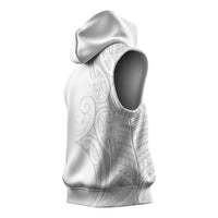 Polynesia White Sunday Sleeveless Hoodie Plumeria Polynesian Tribal Grey Color - Polynesian Pride