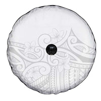 Polynesia White Sunday Spare Tire Cover Plumeria Polynesian Tribal Grey Color - Polynesian Pride