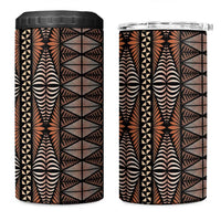 Malo e lelei Tonga 4 in 1 Can Cooler Tumbler Tongan Ngatu Vintage Brown - Polynesian Pride