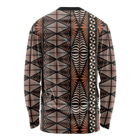 Malo e lelei Tonga Long Sleeve Shirt Tongan Ngatu Vintage Brown - Polynesian Pride