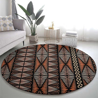 Malo e lelei Tonga Round Carpet Tongan Ngatu Vintage Brown - Polynesian Pride