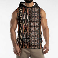 Malo e lelei Tonga Sleeveless Hoodie Tongan Ngatu Vintage Brown - Polynesian Pride
