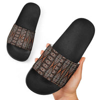 Malo e lelei Tonga Slide Sandals Tongan Ngatu Vintage Brown - Polynesian Pride