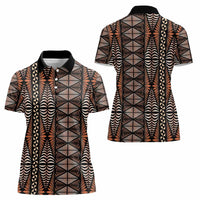 Malo e lelei Tonga Women Polo Shirt Tongan Ngatu Vintage Brown - Polynesian Pride