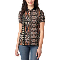 Malo e lelei Tonga Women Polo Shirt Tongan Ngatu Vintage Brown - Polynesian Pride