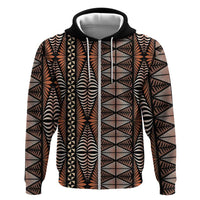 Malo e lelei Tonga Zip Hoodie Tongan Ngatu Vintage Brown - Polynesian Pride