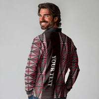 Tonga Rugby Personalised Long Sleeve Polo Shirt 2025 Mate Maa Tonga Ngatu Motif - Polynesian Pride