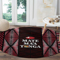 Tonga Rugby Round Carpet 2025 Mate Maa Tonga Ngatu Motif - Polynesian Pride