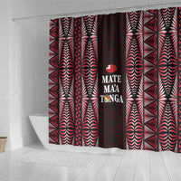 Tonga Rugby Shower Curtain 2025 Mate Maa Tonga Ngatu Motif - Polynesian Pride