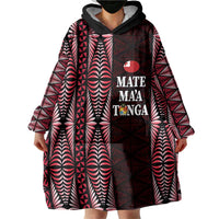 Tonga Rugby Personalised Wearable Blanket Hoodie 2025 Mate Maa Tonga Ngatu Motif - Polynesian Pride