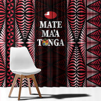 Tonga Rugby Window Curtain 2025 Mate Maa Tonga Ngatu Motif - Polynesian Pride