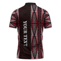 Tonga Rugby Personalised Zipper Polo Shirt 2025 Mate Maa Tonga Ngatu Motif - Polynesian Pride