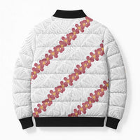 White Sunday Tonga Fakame Bomber Puffer Jacket Tongan Ngatu Heilala Lei - Polynesian Pride