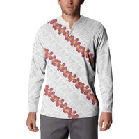 White Sunday Tonga Fakame Button Sweatshirt Tongan Ngatu Heilala Lei - Polynesian Pride