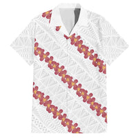 White Sunday Tonga Fakame Family Matching Long Sleeve Bodycon Dress and Hawaiian Shirt Tongan Ngatu Heilala Lei - Polynesian Pride