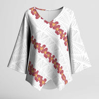 White Sunday Tonga Fakame Kimono Sleeve Blouse Tongan Ngatu Heilala Lei - Polynesian Pride