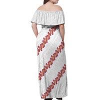 White Sunday Tonga Fakame Off Shoulder Maxi Dress Tongan Ngatu Heilala Lei - Polynesian Pride