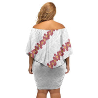 White Sunday Tonga Fakame Off Shoulder Short Dress Tongan Ngatu Heilala Lei - Polynesian Pride