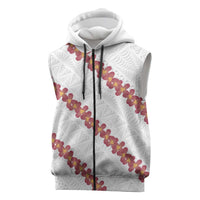 White Sunday Tonga Fakame Sleeveless Zip Hoodie Tongan Ngatu Heilala Lei - Polynesian Pride