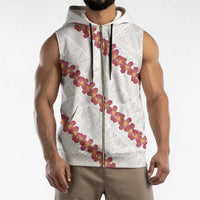White Sunday Tonga Fakame Sleeveless Zip Hoodie Tongan Ngatu Heilala Lei - Polynesian Pride