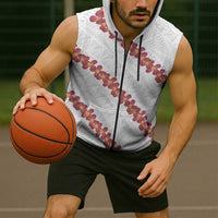 White Sunday Tonga Fakame Sleeveless Zip Hoodie Tongan Ngatu Heilala Lei - Polynesian Pride