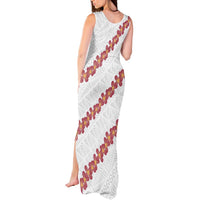 White Sunday Tonga Fakame Tank Maxi Dress Tongan Ngatu Heilala Lei - Polynesian Pride