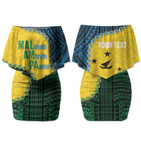Personalised Malampa Province Vanuatu Couples Matching Off Shoulder Short Dress and Hawaiian Shirt Map With Polynesian Pattern LT14 - Polynesian Pride
