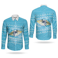 Aloha Hawaii Humuhumu Reef Triggerfish Couples Matching Short Sleeve Bodycon Dress and Long Sleeve Button Shirt Hawaiian Leis Kakau Pattern LT14 - Polynesian Pride