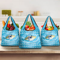 Aloha Hawaii Humuhumu Reef Triggerfish Grocery Bag Hawaiian Leis Kakau Pattern LT14 3-pack One Size Blue - Polynesian Pride