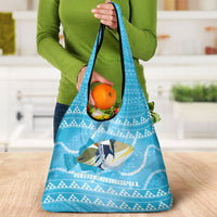 Aloha Hawaii Humuhumu Reef Triggerfish Grocery Bag Hawaiian Leis Kakau Pattern LT14 - Polynesian Pride