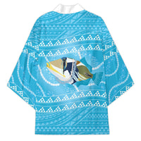Aloha Hawaii Humuhumu Reef Triggerfish Kimono Hawaiian Leis Kakau Pattern LT14 - Polynesian Pride