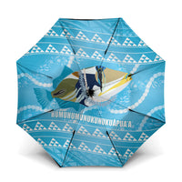 Aloha Hawaii Humuhumu Reef Triggerfish Umbrella Hawaiian Leis Kakau Pattern LT14 One Size Folded 11.42 inch Opened Diameter 37.4 inch Blue - Polynesian Pride