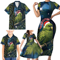 New Zealand Christmas Family Matching Short Sleeve Bodycon Dress and Hawaiian Shirt Cute Kakapo Meri Kirihimete Maori Koru LT14 - Polynesian Pride